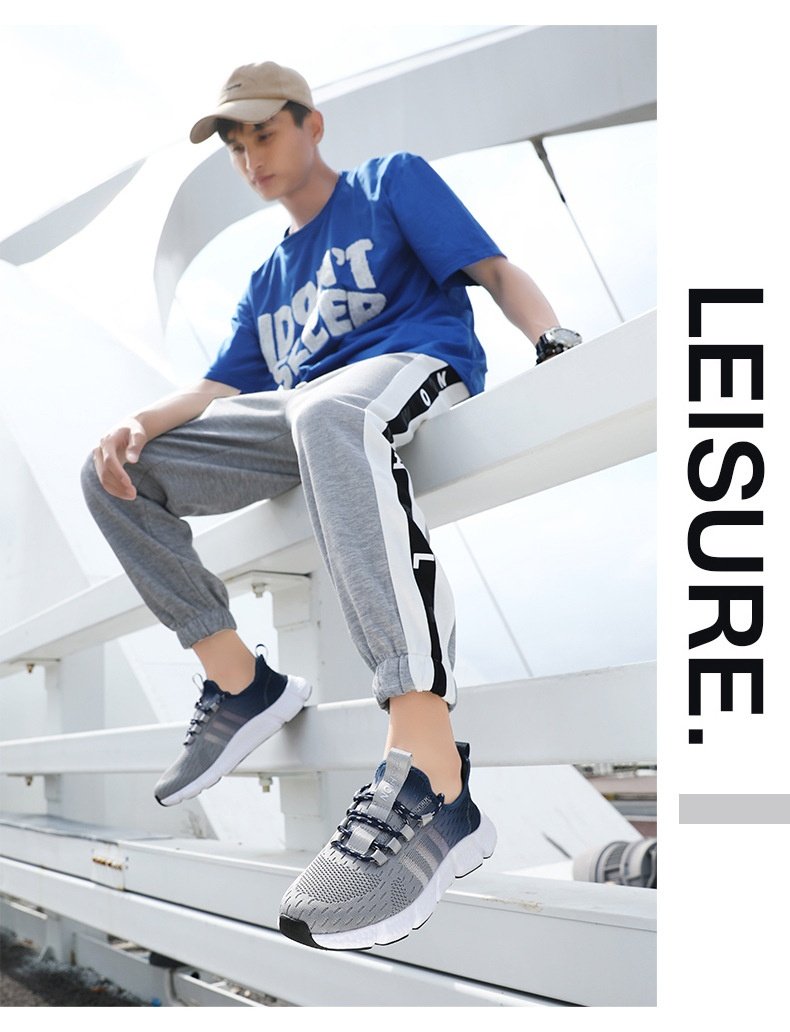 Breathable Soft Bottom Casual Men's Shoes - White Orange