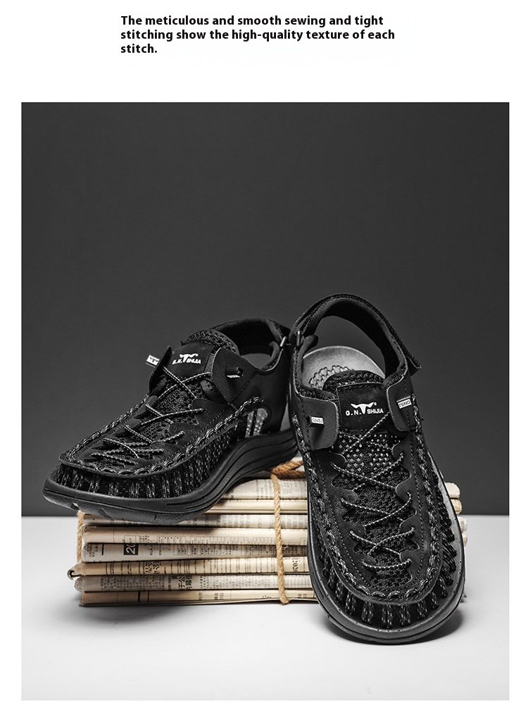 Men's Summer Woven Trekking Sandals - Black